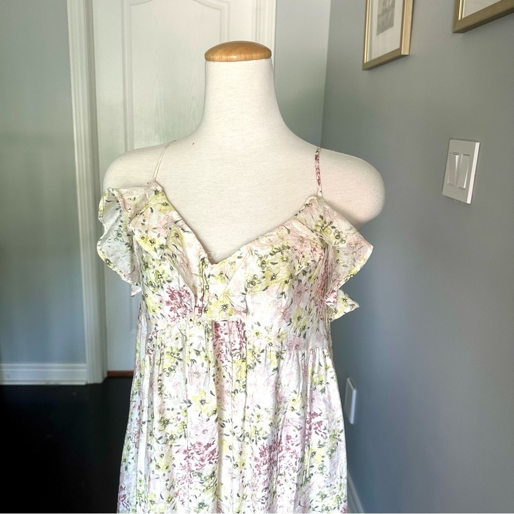 H&M Floral Sleeveless Flounce V Neck Dress - Size M - Picture 6 of 14